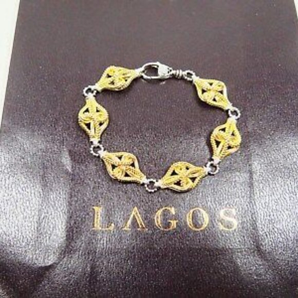 LAGOS Stunning Torsade 18K Yellow Gold Sterling Silver Link Bracelet - Picture 3 of 11